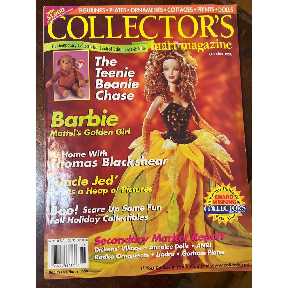 Collectors Mart Magazine October 1998 Barbie Beanie Chase Edition Dolls